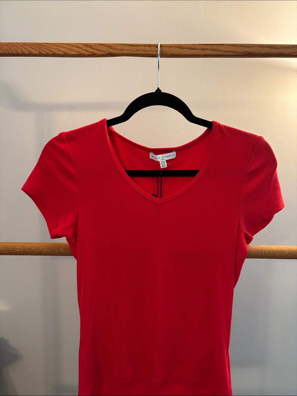Bright Red V-Neck Short Sleeve Tee